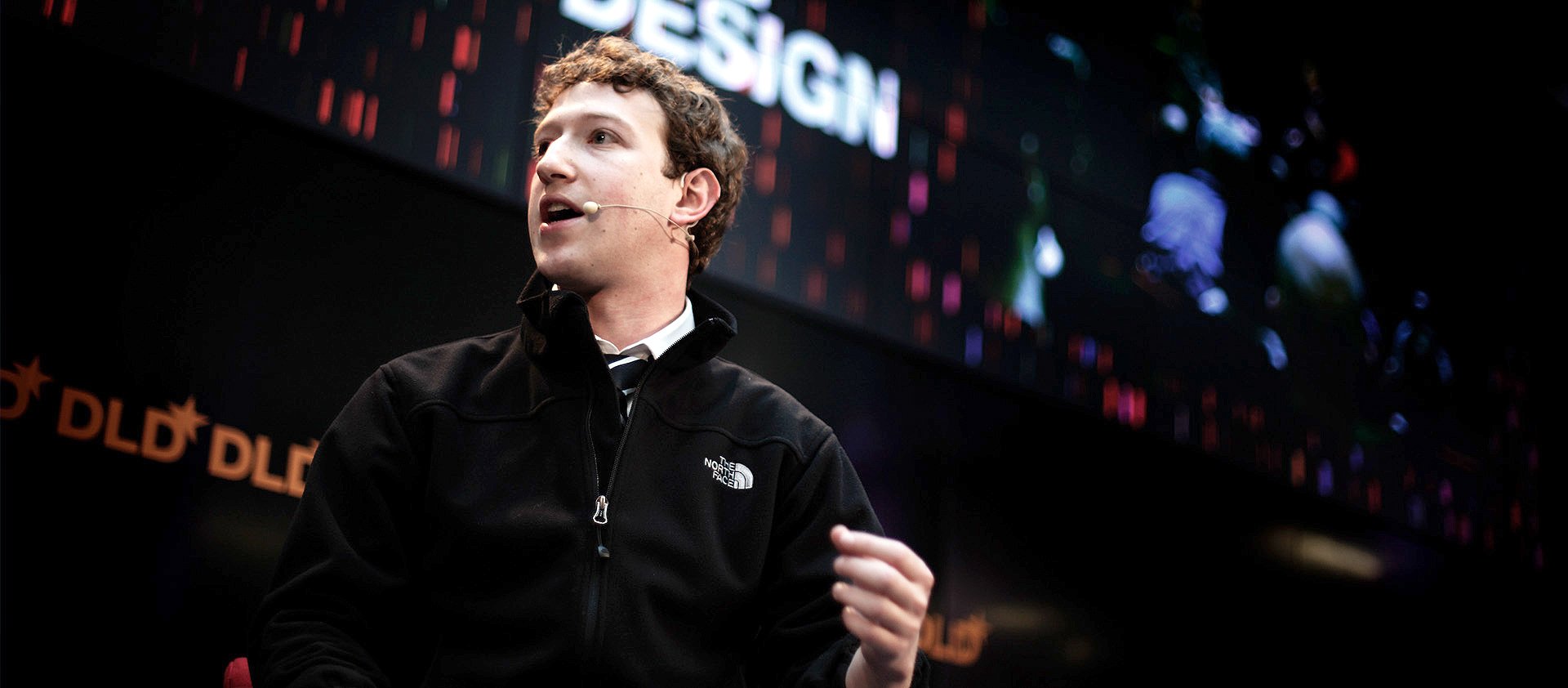 Facebook-Gründer Mark Zuckerberg spricht auf der DLD-Konferenz, einer Plattform für Innovation von Hubert Burda Media